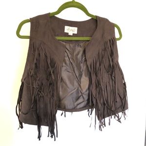 Forever 21 Boutique Fringe Cropped Vest- Size M